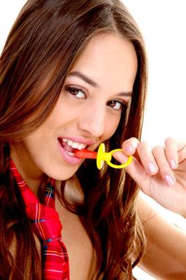 15P Cute coed Dominika C bites down on a soother after getting nearly naked