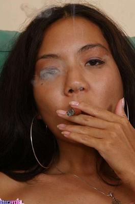 16P Asian amateur smokes while finger fucking her pussy in solo action