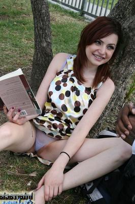 21P Cute redheaded girl Marina Blue goes 1 on 1 with a big black dick