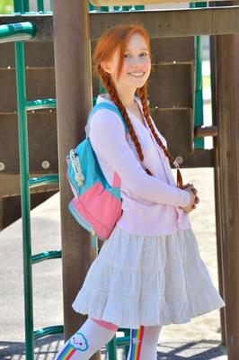 15P Petite ginger schoolgirl pleasures her tight muff with a sex toy