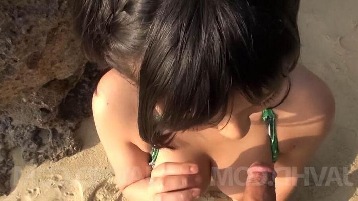 15P Megumi Haruka Asian licks balls and rubs dick between tits out