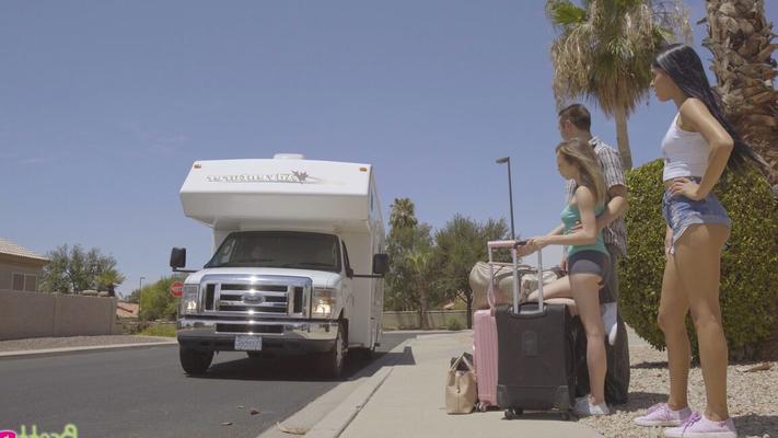 16P Young stepsisters have lesbian sex after getting picked up in a motor-home