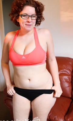 15P Chubby redhead amateur Ryder Sparks masturbates on sofa after getting naked