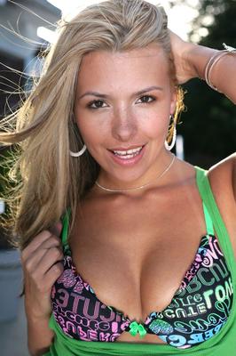 17P Sexy blonde girl Danica Dillon takes off her bikini to finish getting naked