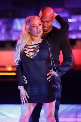 19P Blonde babe with big boobs Luna Star poses with black guy and flashes her ass