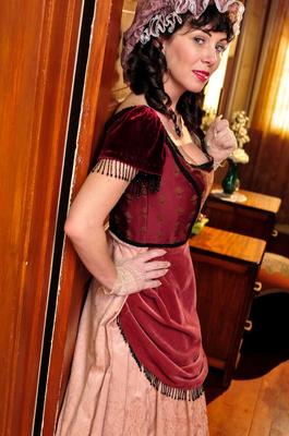 15P Hot mature brunette RayVeness shows sexy cleavage wearing medieval costume