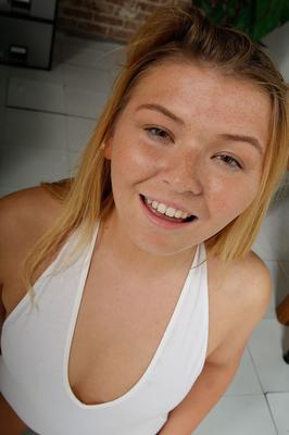 15P Teen plumper Melissa May disrobes while pleasuring a dick in POV mode