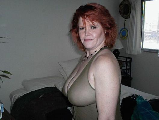 20P Older redhead Misha MILF spills cum from her mouth onto her huge boobs