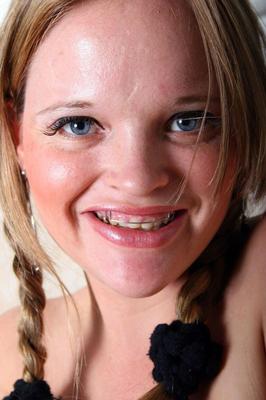 21P Chubby blonde with pigtails Kissy unveils her huge boobs in a solo