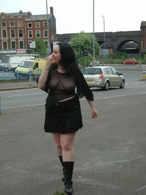 12P Dark haired pumper wanders about in public in a see-through top