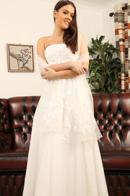 21P Sexy bride Brook A strips her wedding dress and black corset to pose topless