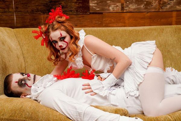16P Young redhead Scarlet Skies and her boyfriend have sex in cosplay attire