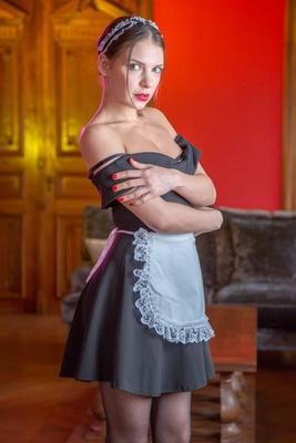 12P Hot maid Henessy seduces her boss in her uniform before getting fucked
