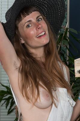 17P Dirty brunette Leila Larson teases her hairy muff and shows hairy armpits