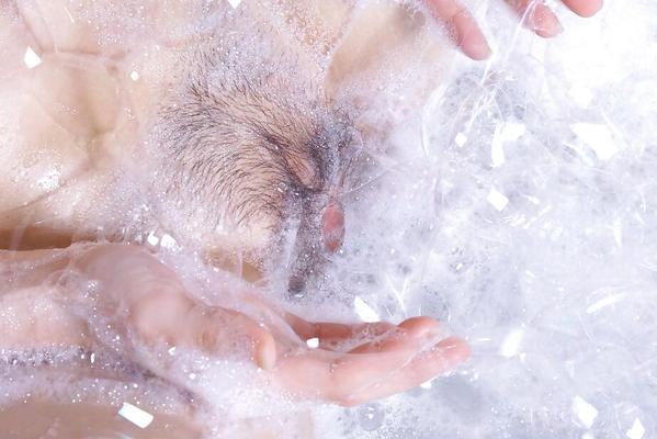 16P Asian first timer Sailor taking a sexy bubble bath in shower stall