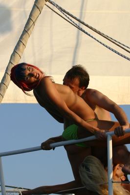 21P Sexy beach babes remove their bikinis & have harcore groupsex on a boat