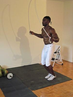 21P Muscular black guy Sexxx Toy reveals his big prick and poses after exercising