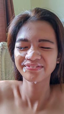 20P Filipina beauty Lyka Lucero takes a monster facial after sucking a dick in POV