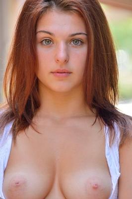 15P Hot redhead teen loves fingering her orgasmic pussy in public
