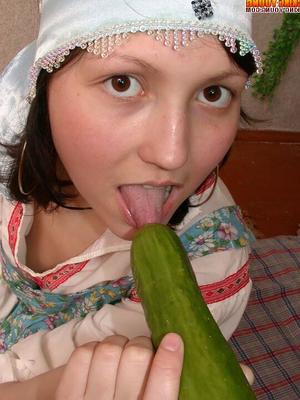 16P Lesbian girls wear folk costumes while appeasing twats with fruits and veggies