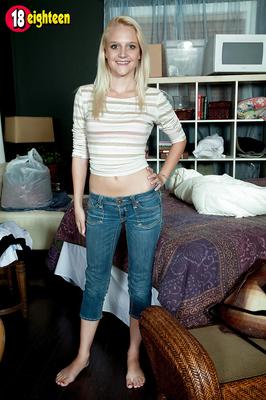 16P Barely legal blonde cutie Stacy Kiss shedding jeans to masturbate horny pussy