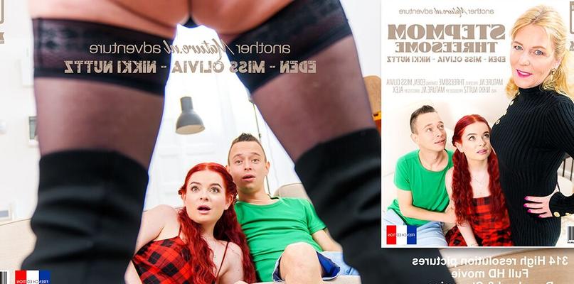 12P Redheaded teen Miss Olivia has a threesome with her blonde stepmother