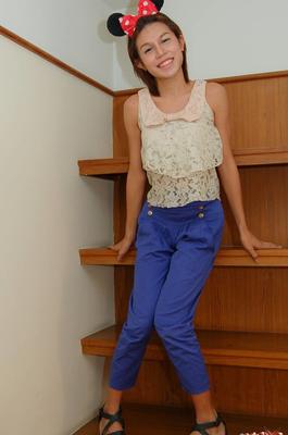 21P Arousing shemale with adorable fakes Organ gets rammed on the stairs