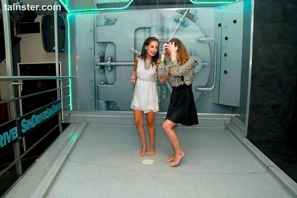 15P Fully clothed women take off their heels while getting wet while dancing