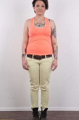 12P Tattooed amateur Misa displays her trimmed pussy after totally disrobing