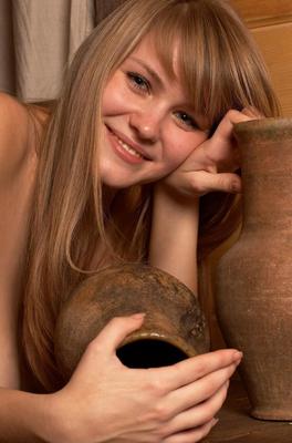 16P Erotic buxom teen Svanhild poses naked to show her perfect big tits & nipples