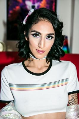 15P Skinny Emo girl Destiny Lovee exposes her delicious cunt and boobs