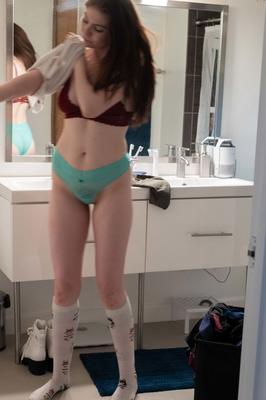 21P Sweet teen with brunette hair Lalia gets spied on while dressing