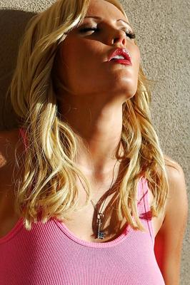 16P Hot fully clothed blonde babe Hanna Hilton having a cigarette