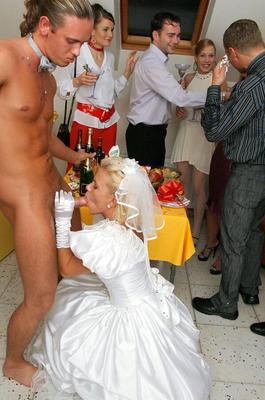 15P New bride dressed in her wedding dress plays water sport games at reception