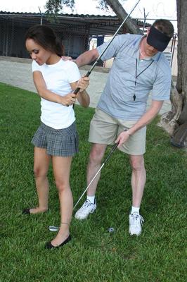 21P Cheeky tiny chick Jazlin Diaz pleasuring golf instructor in the locker room