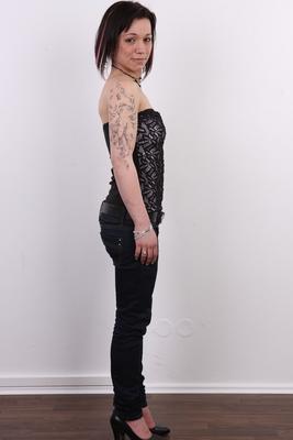 20P Pierced girl Katerina sports a closeup of her bald twat after standing naked