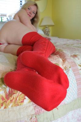 15P Mature first timer Tasty Trixie takes off her bra and panties in red stockings