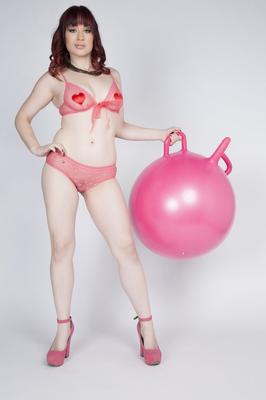 21P Slut Jessica Ryan fucking a plastic cock attached to pink yoga ball