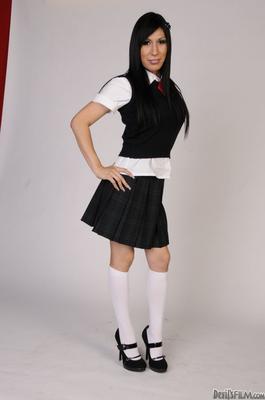 17P Brunette shemale in college uniform wants to be analyzed instead of studying