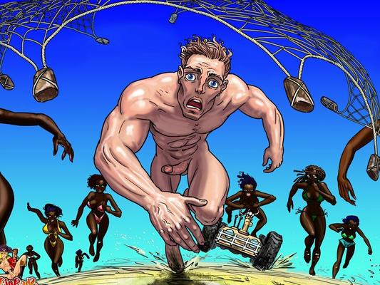 14P Muscular cartoon guy gets his asshole stuffed by an African shemale tribe