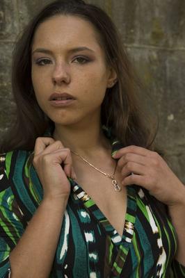 16P Young brunette Alisha gets naked in a shallow creek underneath a bridge
