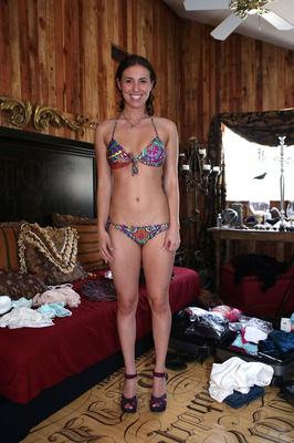 17P Petite American babe 	in a bikini Casey Calvert flashing her natural tits