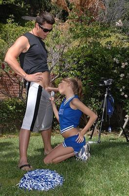 16P Lewd cheerleader Nicole Ray gets her shaved pussy licked and nailed outdoor