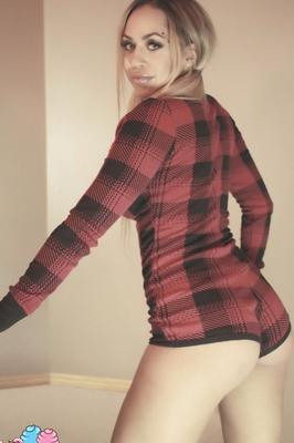 12P Amateur model Cindy Cupcakes shows her sleek legs and cleavage during SFW play