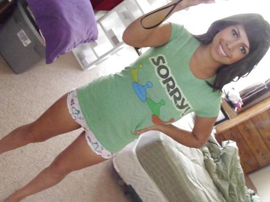 16P Naughty latina amateur Layla Rose revealing her big cans and shaved twat