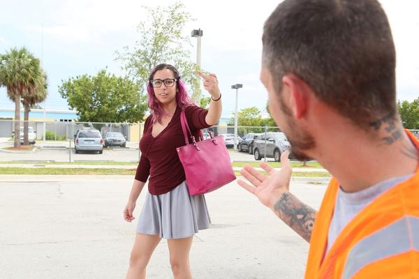 21P Sexy Ella Reese shows her tits before getting fucked by a construction worker
