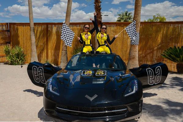21P Filthy babes Dillion Harper and Karlee Grey share a cock on a sport car