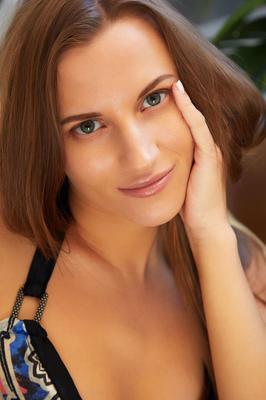 18P Long-legged teen Stella Flex removes a dress to pose nude in heels