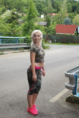 21P Platinum blonde Czech Lovita Fate strips her sportswear & masturbates outside