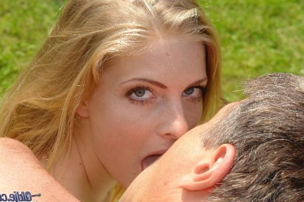 16P Petite blonde teen gets banged doggystyle by an old guy after a BJ on the lawn